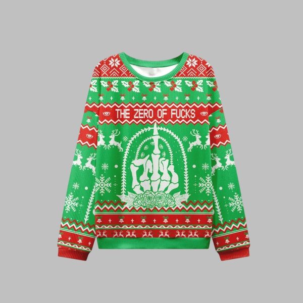 The Zero Of Fucks Tarot Ugly Christmas Sweater 1