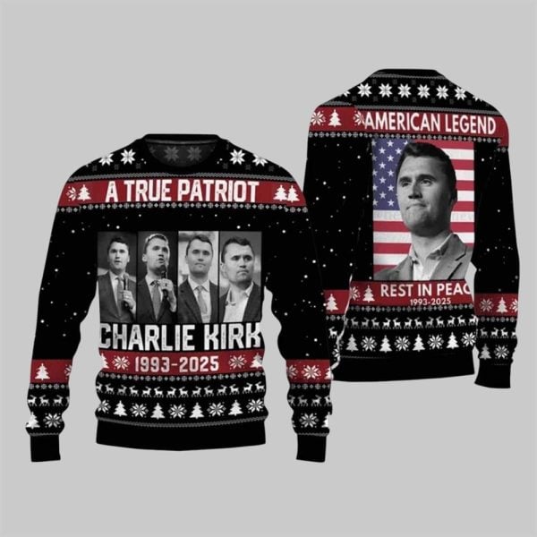 True Patriot Charlie Kirk 1993 2025 Ugly Christmas Sweater 2