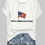 V-Neck Great American Patriot Charlie Kirk Print T-Shirt