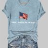 V Neck Great American Patriot Charlie Kirk Print T Shirt 2