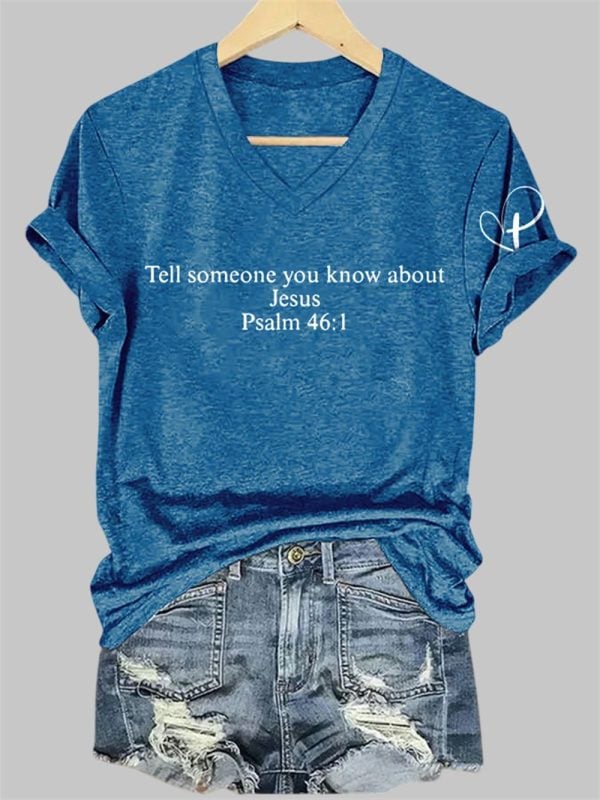 V Neck Retro Tell Someone You Know About Jesus Psalm 461 Charlie Kirk Print T Shirt 2