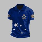 Vintage Australian Flag Badge Printed Casual Polo Shirt