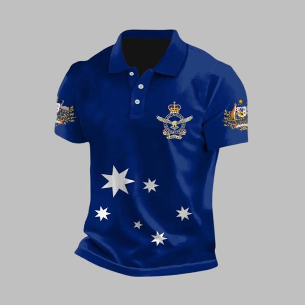 Vintage Australian Flag Badge Printed Casual Polo Shirt 1 1