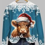 Women's 2025 Christmas Winter Highland Cow Print Sweatshirt