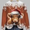 Womens 2025 Christmas Winter Highland Cow Print Sweatshirt 2