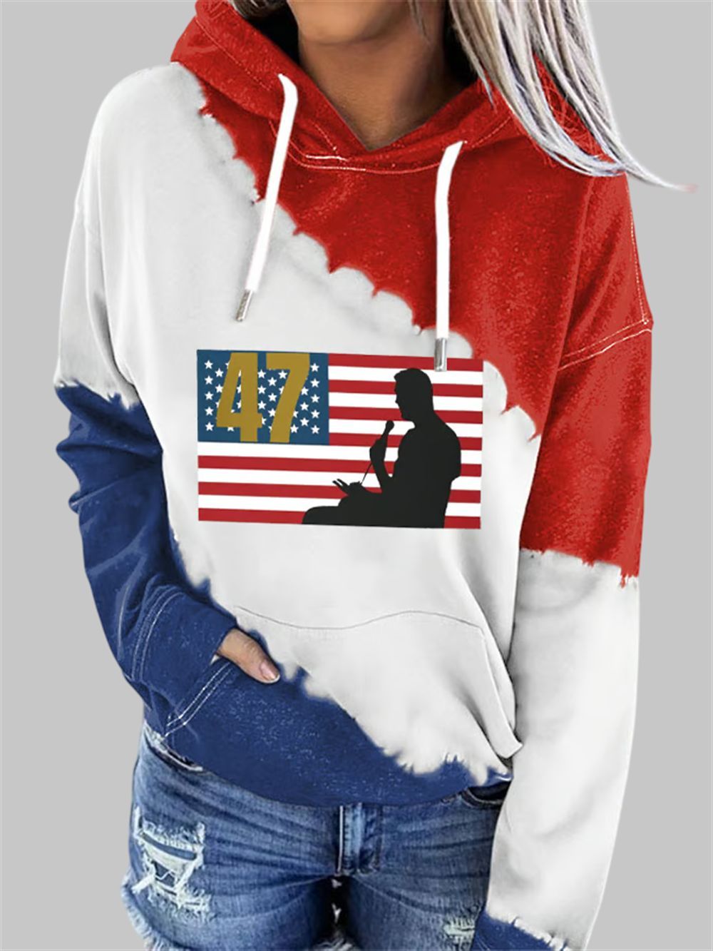 Women's 47 Freedom Charlie Kirk Print Hoodie Women's 47 Freedom Charlie Kirk Print Hoodie