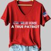 Womens Charlie Kirk A True Patriot Print V Neck T Shirt 2