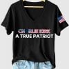 Womens Charlie Kirk A True Patriot Print V Neck T Shirt 4