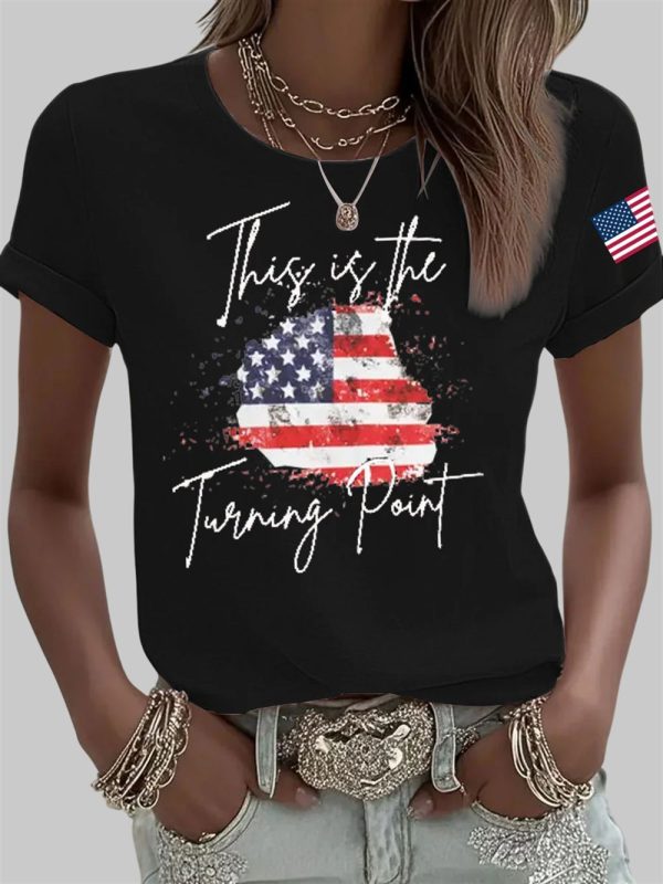 Womens Charlie Kirk This Is Turning Point Iron On Short Sleeve T Shirt 2