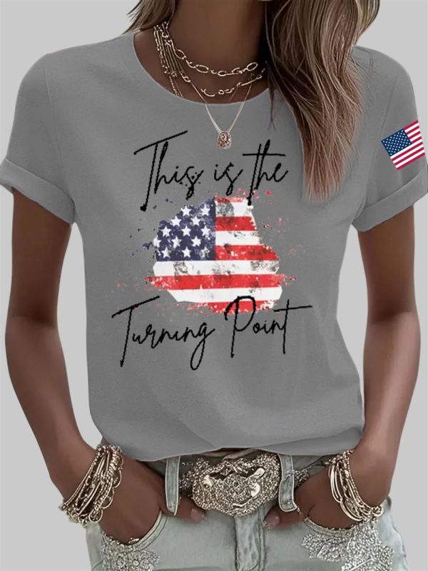 Womens Charlie Kirk This Is Turning Point Iron On Short Sleeve T Shirt 3