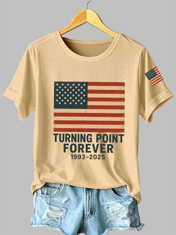 Womens Charlie Kirk Turning Point Forever Print T Shirt 4