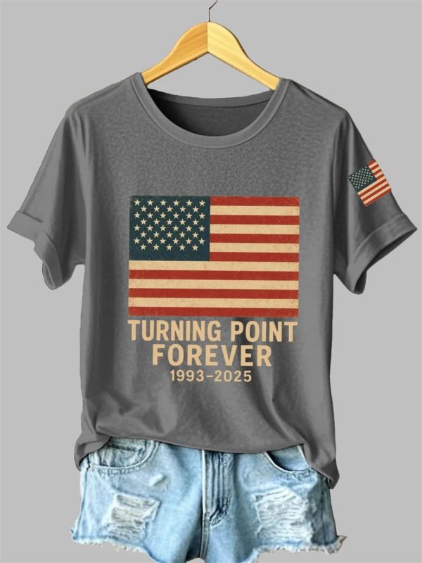 Womens Charlie Kirk Turning Point Forever Print T Shirt 5