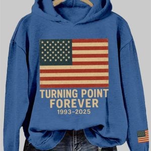 Women's Charlie Kirk Turning Point Forever Print Vintage Hoodie