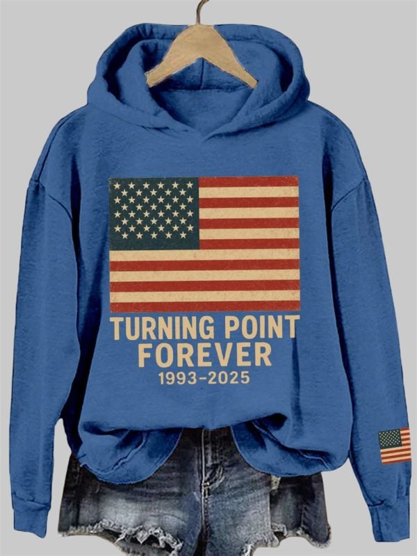 Women's Charlie Kirk Turning Point Forever Print Vintage Hoodie