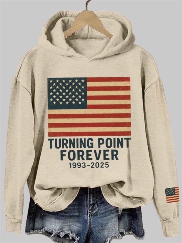 Womens Charlie Kirk Turning Point Forever Print Vintage Hoodie 2