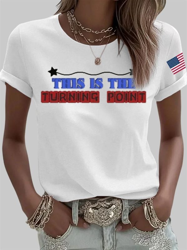 Women's Charlie Kirk Turning Point Iron On Short Sleeve T-Shirt