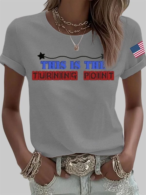 Womens Charlie Kirk Turning Point Iron On Short Sleeve T Shirt 2