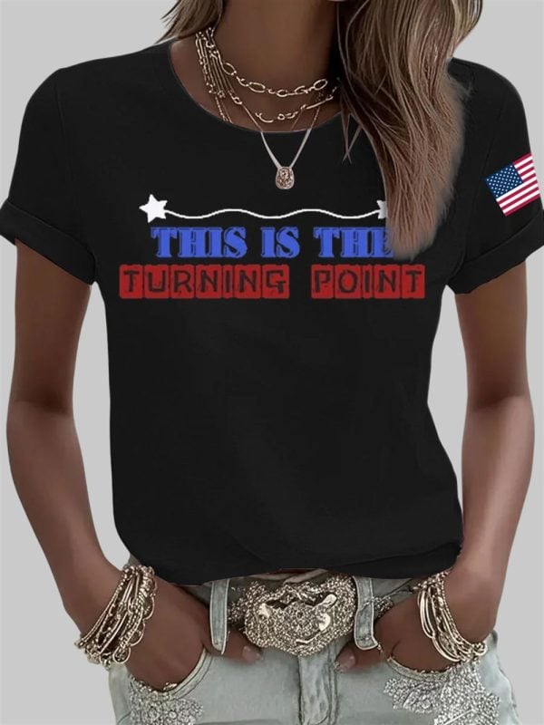 Womens Charlie Kirk Turning Point Iron On Short Sleeve T Shirt 3