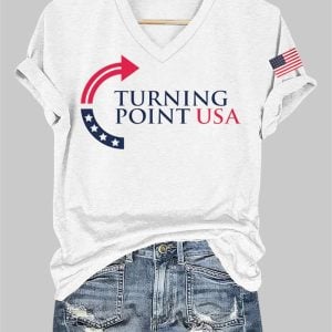 Women's Charlie Kirk Turning Point USA Trump Commemorative T-Shirt