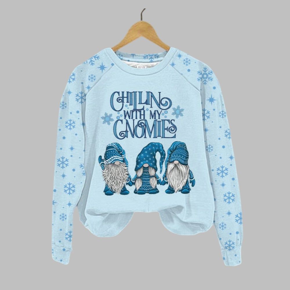 Women's Christmas Chillin' With My Gnomies Printed Sweatshirt 2025 Christmas Women's Christmas Chillin' With My Gnomies Printed Sweatshirt 2025 Christmas