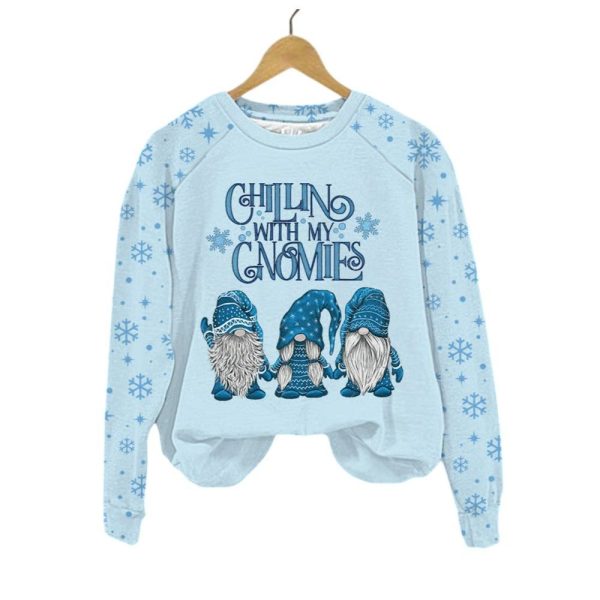 Womens Christmas Chillin With My Gnomies Printed Sweatshirt 2025 Christmas 1 2