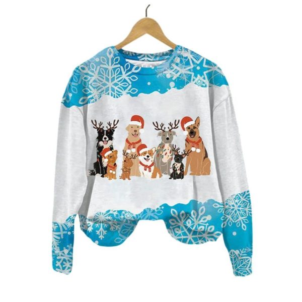 Womens Christmas Dog Print Sweatshirt 2025 Christmas 1 2