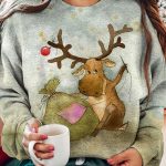 Women's Christmas Elk Print Sweatshirt 2025 Christmas