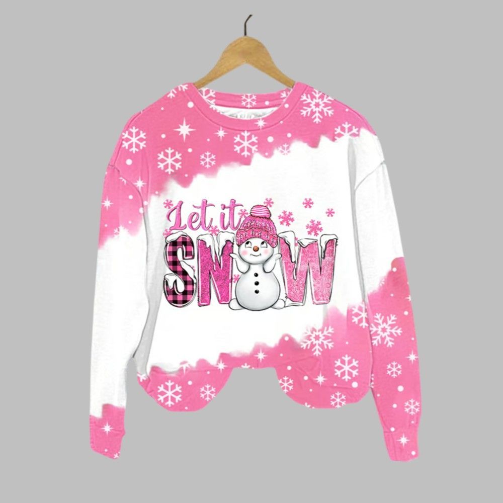 Women's Christmas Let It Snow Snowflake Print Sweatshirt 2025 Christmas Women's Christmas Let It Snow Snowflake Print Sweatshirt 2025 Christmas