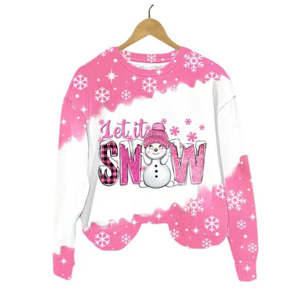 Womens Christmas Let It Snow Snowflake Print Sweatshirt 2025 Christmas 1 2