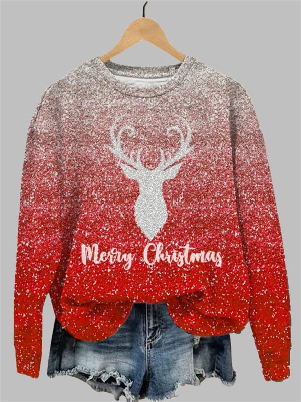 Womens Christmas Mery Christmas Printed Sweatshirt 4