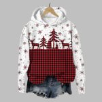 Women's Christmas Plaid Casual Hoodie 2025 Christmas