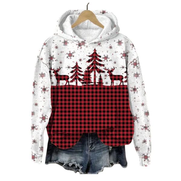 Womens Christmas Plaid Casual Hoodie 2025 Christmas 1 2