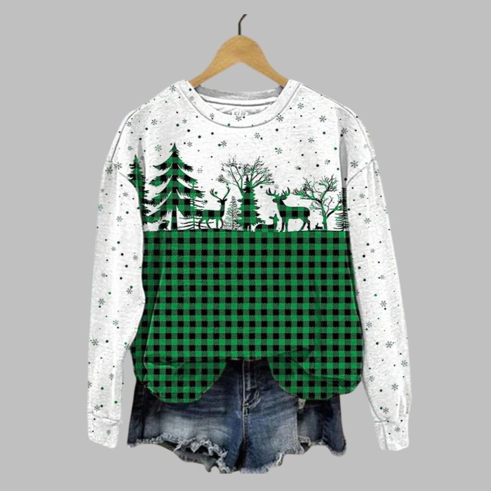 Women's Christmas Plaid Casual Sweatshirt 2025 Christmas Women's Christmas Plaid Casual Sweatshirt 2025 Christmas