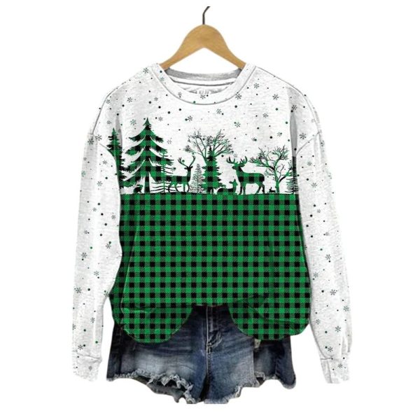 Womens Christmas Plaid Casual Sweatshirt 2025 Christmas 1 2