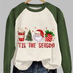Women's Christmas Tis' The Season Santa Printed Sweatshirt