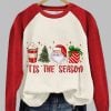 Womens Christmas Tis The Season Santa Printed Sweatshirt 2