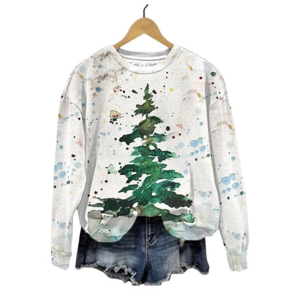 Womens Christmas Tree Casual Sweatshirt 2025 Christmas 1 2