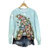 Womens Christmas Tree Cute Cat Printed Sweatshirt 2025 Christmas 1 2