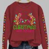Womens Christmas With My Herd Print Crew Neck Sweatshirt 2025 Christmas 2