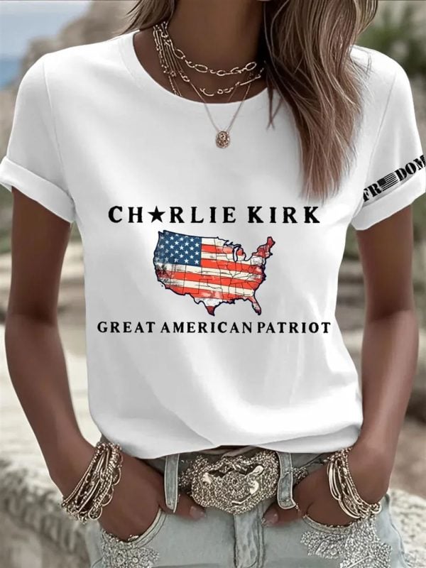 Women's FREEDOM Charlie Kirk Great American Patriot T-shirt