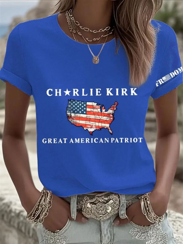 Womens FREEDOM Charlie Kirk Great American Patriot T shirt 2