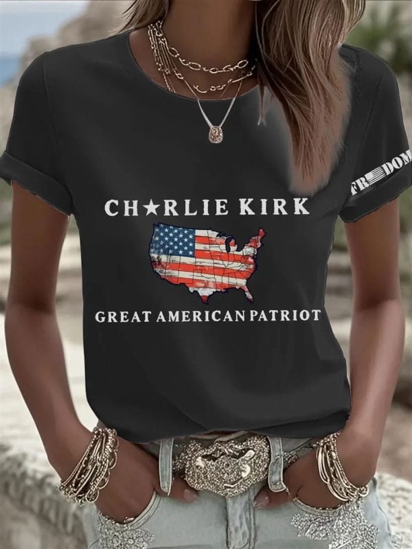 Womens FREEDOM Charlie Kirk Great American Patriot T shirt 3