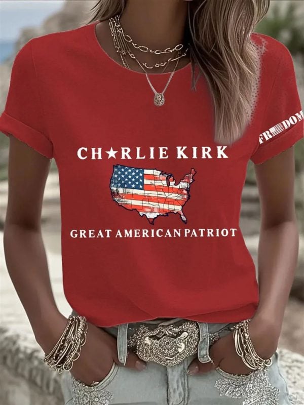 Womens FREEDOM Charlie Kirk Great American Patriot T shirt 4