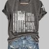 Womens Firm In Faith Fierce In Justice Charlie Kirk Print V Neck T shirt 4