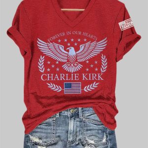 Womens Forever In Our Heart RIP Charlie Kirk Tee 1