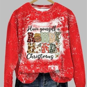 Women's Have Yourself a Rowdy Howdy Christmas Print Sweatshirt 2025 Christmas