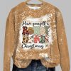 Womens Have Yourself a Rowdy Howdy Christmas Print Sweatshirt 2025 Christmas 3