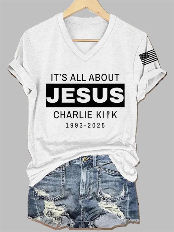 Women's It's All About Jesus R.I.P Charlie Kirk Tee