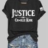 Women's Justice For Charlie Kirk Printed V-neck T-shirt 3 Womens Justice For Charlie Kirk Printed V neck T shirt 2