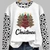 Womens Leopard Christmas Tree Print Sweatshirt 2025 Christmas 2